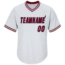 Laden Sie das Bild in den Galerie-Viewer, Custom White Maroon-Black Authentic Throwback Rib-Knit Baseball Jersey Shirt
