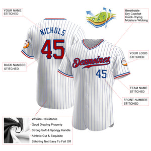 Custom White Royal Pinstripe Red-Royal Authentic Baseball Jersey