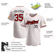 Load image into Gallery viewer, Custom White Red Pinstripe Red-Black Authentic Baseball Jersey

