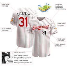 Load image into Gallery viewer, Custom White Red Pinstripe Red-Black Authentic Baseball Jersey
