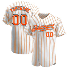 Load image into Gallery viewer, Custom White Orange Pinstripe Orange-Black Authentic Baseball Jersey

