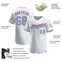 Load image into Gallery viewer, Custom White Light Blue Pinstripe Light Blue-Red Authentic Baseball Jersey
