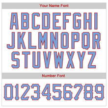 Load image into Gallery viewer, Custom White Light Blue Pinstripe Light Blue-Red Authentic Baseball Jersey
