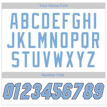 Load image into Gallery viewer, Custom White Light Blue Pinstripe Light Blue-Navy Authentic Baseball Jersey
