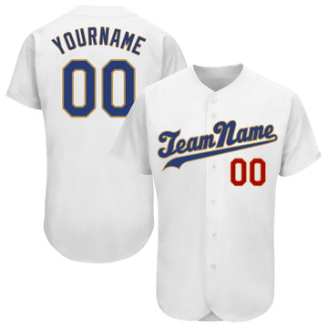 Custom White Royal-Old Gold Authentic Baseball Jersey