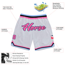 Load image into Gallery viewer, Custom White Pink-Light Blue Authentic Throwback Basketball Shorts
