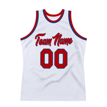 Load image into Gallery viewer, Custom White Red-Royal Authentic Throwback Basketball Jersey
