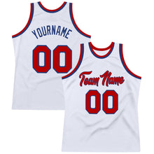 Load image into Gallery viewer, Custom White Red-Royal Authentic Throwback Basketball Jersey
