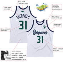 Laden Sie das Bild in den Galerie-Viewer, Custom White Hunter Green-Navy Authentic Throwback Basketball Jersey
