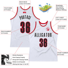 Laden Sie das Bild in den Galerie-Viewer, Custom White Black-Red Authentic Throwback Basketball Jersey
