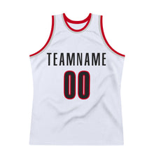 Laden Sie das Bild in den Galerie-Viewer, Custom White Black-Red Authentic Throwback Basketball Jersey
