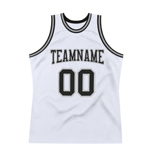 Load image into Gallery viewer, Custom White Black-Gray Authentic Throwback Basketball Jersey
