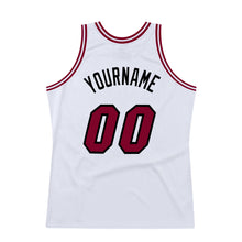 Load image into Gallery viewer, Custom White Maroon-Black Authentic Throwback Basketball Jersey
