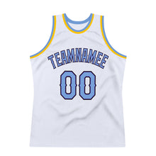 Load image into Gallery viewer, Custom White Light Blue-Purple Authentic Throwback Basketball Jersey
