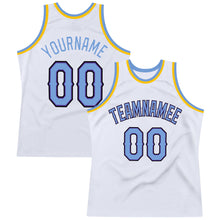 Load image into Gallery viewer, Custom White Light Blue-Purple Authentic Throwback Basketball Jersey
