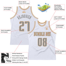 Загрузить изображение в средство просмотра галереи, Custom White Steel Gray-Old Gold Authentic Throwback Basketball Jersey

