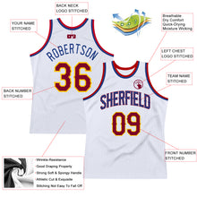 Load image into Gallery viewer, Custom White Maroon-Royal Authentic Throwback Basketball Jersey
