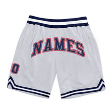 Load image into Gallery viewer, Custom White Navy-Red Authentic Throwback Basketball Shorts

