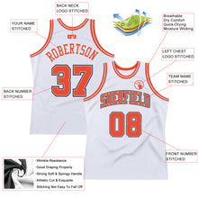 Load image into Gallery viewer, Custom White Orange-Gray Authentic Throwback Basketball Jersey
