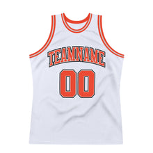 Load image into Gallery viewer, Custom White Orange-Gray Authentic Throwback Basketball Jersey
