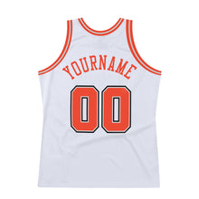 Load image into Gallery viewer, Custom White Orange-Gray Authentic Throwback Basketball Jersey
