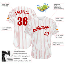 Загрузить изображение в средство просмотра галереи, Custom White Royal Pinstripe Royal-Red Authentic Baseball Jersey
