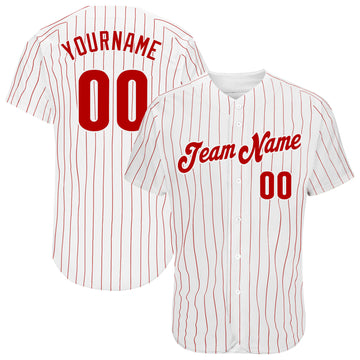 Custom Baseball Jersey Embroidered Your Names and Numbers –  Pinstripe(White/Red)