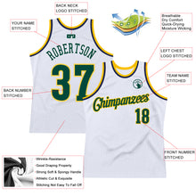 Load image into Gallery viewer, Custom White Hunter Green-Gold Authentic Throwback Basketball Jersey
