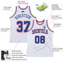 Load image into Gallery viewer, Custom White Royal-Red Authentic Throwback Basketball Jersey
