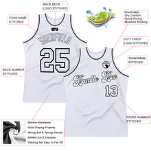 Load image into Gallery viewer, Custom White White-Black Authentic Throwback Basketball Jersey
