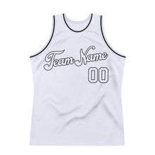 Load image into Gallery viewer, Custom White White-Black Authentic Throwback Basketball Jersey
