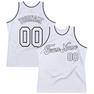 Custom White White-Black Authentic Throwback Basketball Jersey
