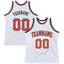 Laden Sie das Bild in den Galerie-Viewer, Custom White Orange-Black Authentic Throwback Basketball Jersey
