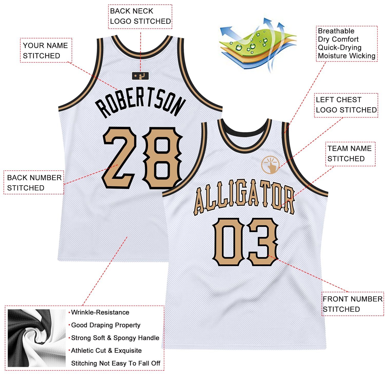 Cheap Custom Black White-Old Gold Authentic Throwback Basketball