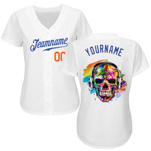 Load image into Gallery viewer, Custom White Royal-Orange Authentic Skull Fashion Baseball Jersey
