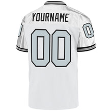 Laden Sie das Bild in den Galerie-Viewer, Custom White Silver-Black Mesh Authentic Throwback Football Jersey
