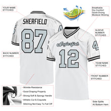 Laden Sie das Bild in den Galerie-Viewer, Custom White Silver-Black Mesh Authentic Throwback Football Jersey
