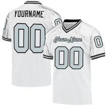 Laden Sie das Bild in den Galerie-Viewer, Custom White Silver-Black Mesh Authentic Throwback Football Jersey
