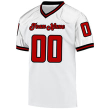 Загрузить изображение в средство просмотра галереи, Custom White Red-Black Mesh Authentic Throwback Football Jersey
