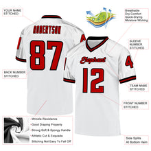 Laden Sie das Bild in den Galerie-Viewer, Custom White Red-Black Mesh Authentic Throwback Football Jersey
