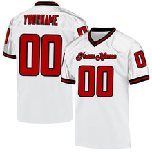Load image into Gallery viewer, Custom White Red-Black Mesh Authentic Throwback Football Jersey
