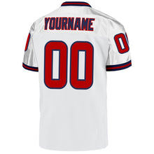 Load image into Gallery viewer, Custom White Red-Navy Mesh Authentic Throwback Football Jersey
