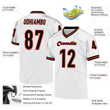 Load image into Gallery viewer, Custom White Black-Orange Mesh Authentic Throwback Football Jersey
