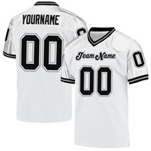 Load image into Gallery viewer, Custom White Black-Gray Mesh Authentic Throwback Football Jersey
