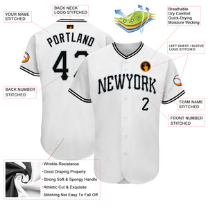 Custom White Black-Silver Authentic Baseball Jersey