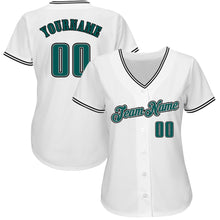 Laden Sie das Bild in den Galerie-Viewer, Custom White Midnight Green-Black Authentic Baseball Jersey

