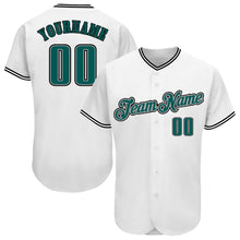 Laden Sie das Bild in den Galerie-Viewer, Custom White Midnight Green-Black Authentic Baseball Jersey
