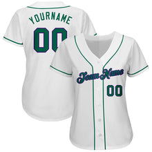 Load image into Gallery viewer, Custom White Kelly Green-Purple Authentic Baseball Jersey
