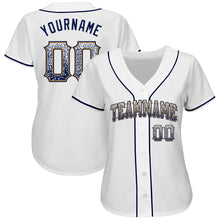 Load image into Gallery viewer, Custom White Navy-Old Gold Authentic Drift Fashion Baseball Jersey
