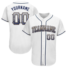 Load image into Gallery viewer, Custom White Navy-Old Gold Authentic Drift Fashion Baseball Jersey

